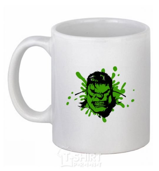 Чашка керамическая Angry Hulk зелений Белый фото