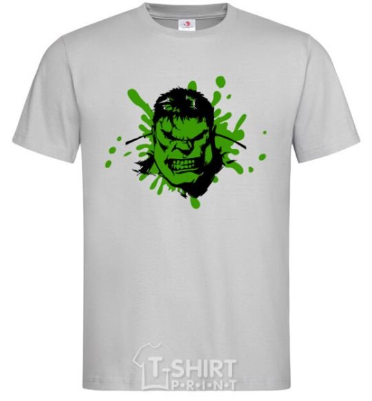 Men's T-Shirt Angry Hulk green grey фото