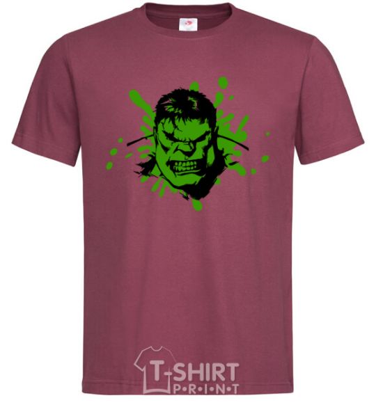 Men's T-Shirt Angry Hulk green burgundy фото