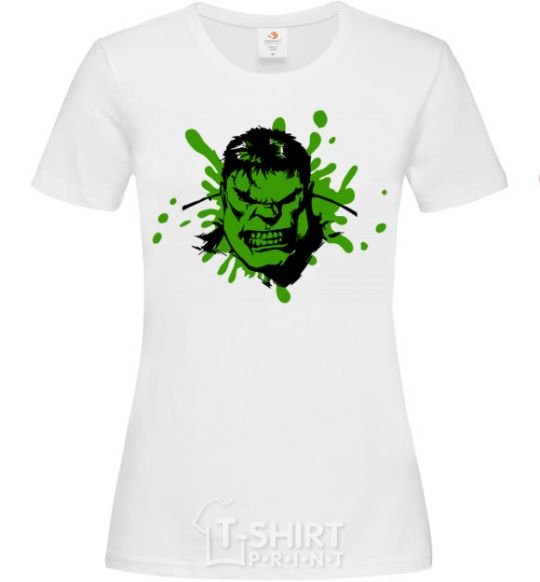 Women's T-shirt Angry Hulk green White фото