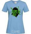 Women's T-shirt Angry Hulk green sky-blue фото