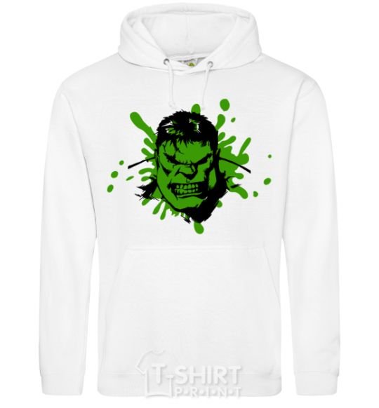 Мужская толстовка (худи) Angry Hulk зелений Белый фото