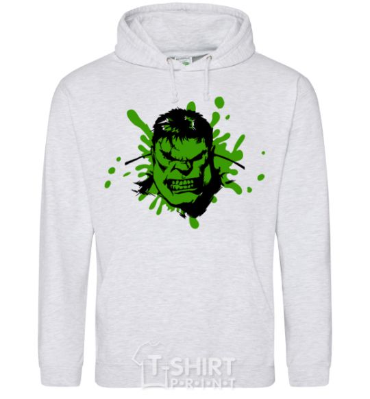 Men`s hoodie Angry Hulk green sport-grey фото