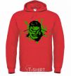 Men`s hoodie Angry Hulk green bright-red фото