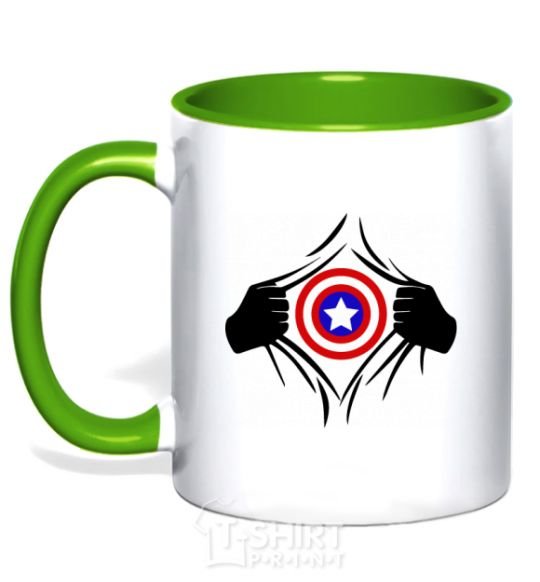 Mug with a colored handle Costume Captain America kelly-green фото