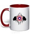 Mug with a colored handle Costume Captain America red фото