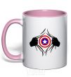 Mug with a colored handle Costume Captain America light-pink фото