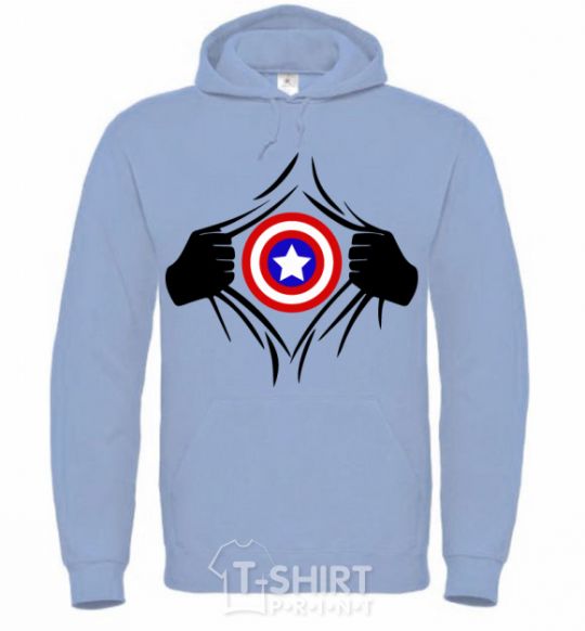 Men`s hoodie Costume Captain America sky-blue фото