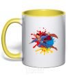 Mug with a colored handle Superman splash yellow фото