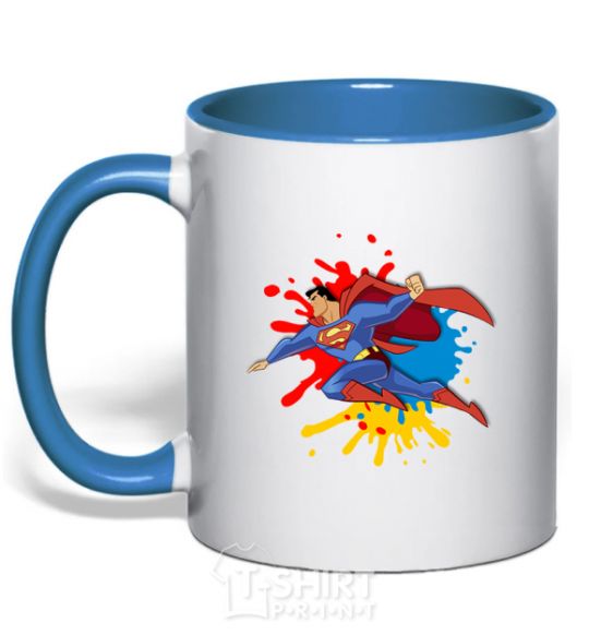 Mug with a colored handle Superman splash royal-blue фото