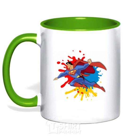 Mug with a colored handle Superman splash kelly-green фото