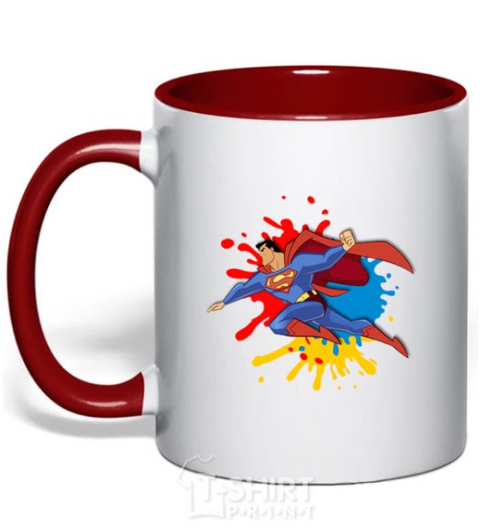 Mug with a colored handle Superman splash red фото