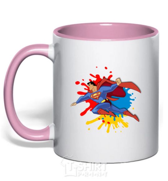 Mug with a colored handle Superman splash light-pink фото