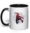 Mug with a colored handle Web Spider-Man black фото