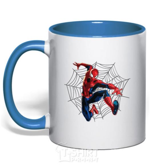 Mug with a colored handle Web Spider-Man royal-blue фото