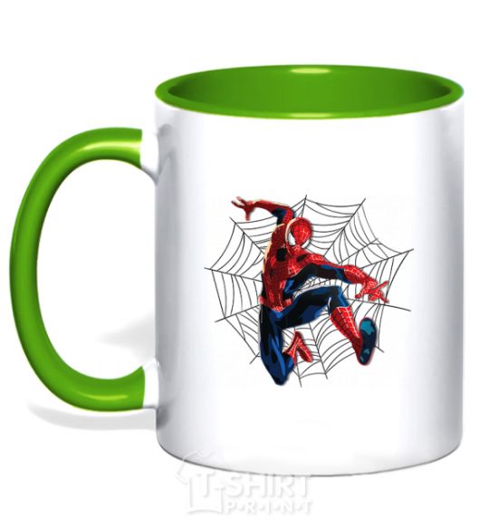 Mug with a colored handle Web Spider-Man kelly-green фото