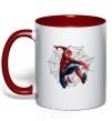 Mug with a colored handle Web Spider-Man red фото