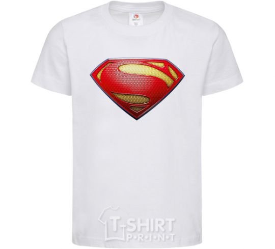 Kids T-shirt Superman logo texture White фото