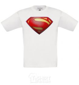 Kids T-shirt Superman logo texture White фото