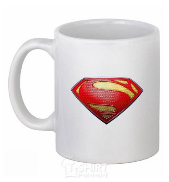 Ceramic mug Superman logo texture White фото