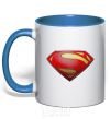 Mug with a colored handle Superman logo texture royal-blue фото