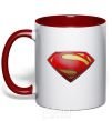 Mug with a colored handle Superman logo texture red фото