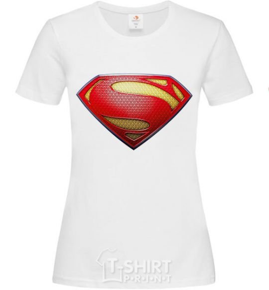 Women's T-shirt Superman logo texture White фото