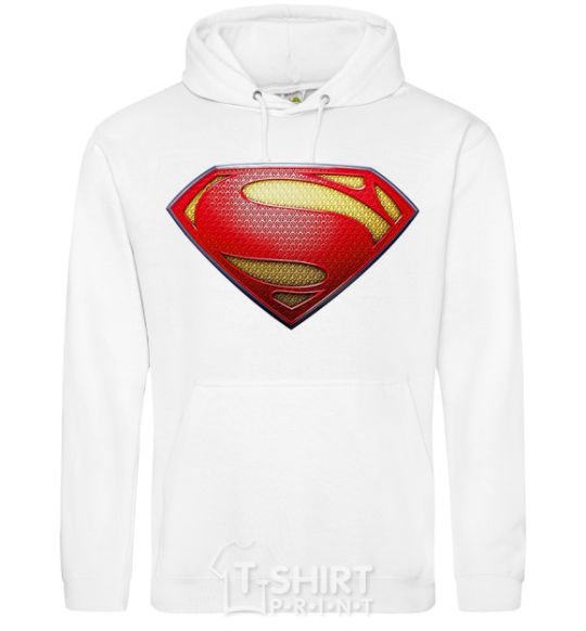 Men`s hoodie Superman logo texture White фото