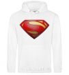 Men`s hoodie Superman logo texture White фото