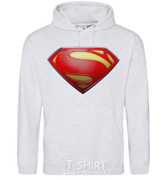 Men`s hoodie Superman logo texture sport-grey фото