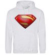 Men`s hoodie Superman logo texture sport-grey фото