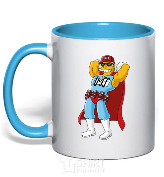 Mug with a colored handle Duffman sky-blue фото