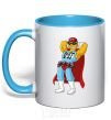 Mug with a colored handle Duffman sky-blue фото