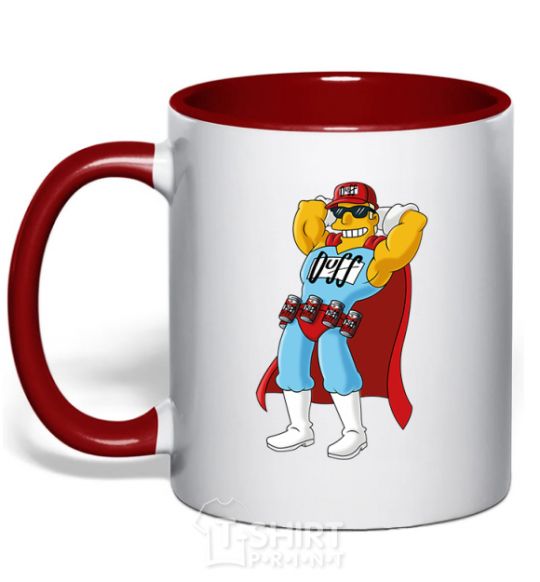 Mug with a colored handle Duffman red фото