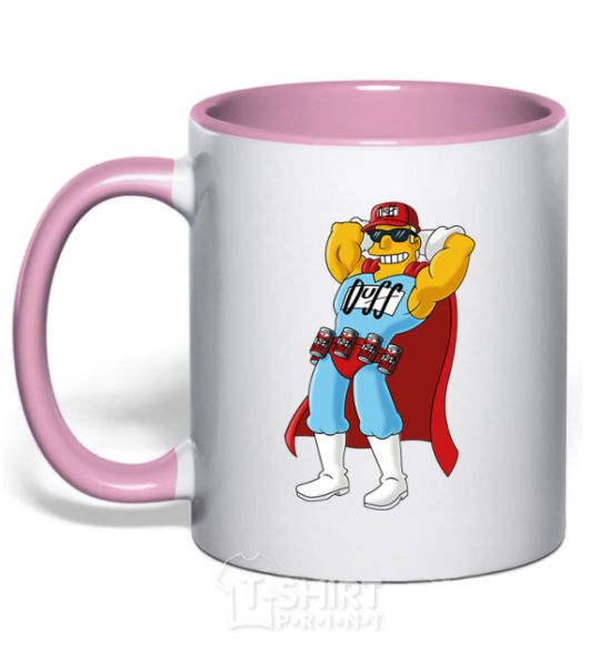 Mug with a colored handle Duffman light-pink фото