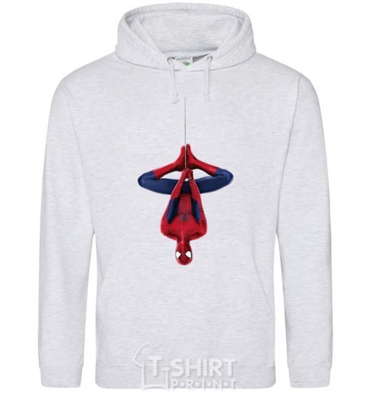 Men`s hoodie Spiderman upside down sport-grey фото