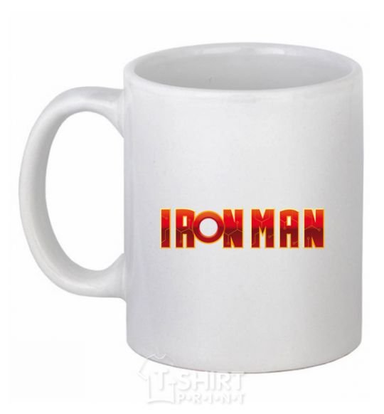Ceramic mug Ironman logo White фото