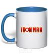 Mug with a colored handle Ironman logo royal-blue фото