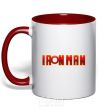 Mug with a colored handle Ironman logo red фото