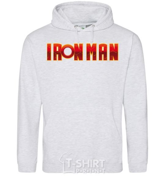 Мужская толстовка (худи) Ironman logo Серый меланж фото