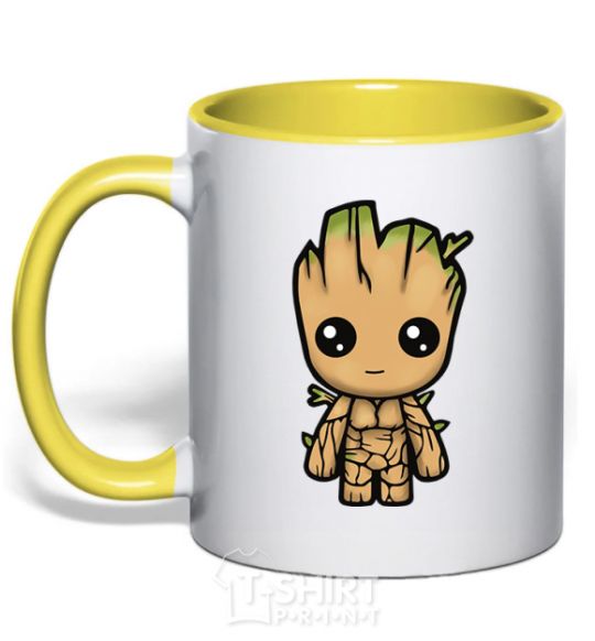 Mug with a colored handle I'm Groot yellow фото