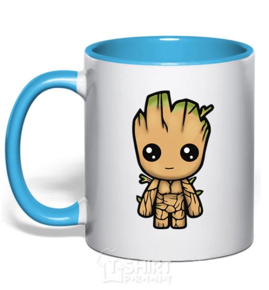 Mug with a colored handle I'm Groot sky-blue фото