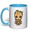 Mug with a colored handle I'm Groot sky-blue фото