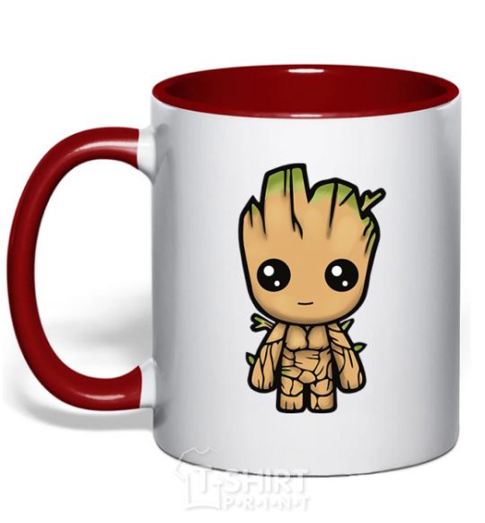 Mug with a colored handle I'm Groot red фото