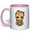 Mug with a colored handle I'm Groot light-pink фото