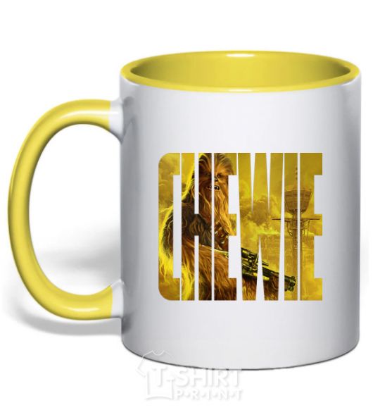 Mug with a colored handle Chewie yellow фото