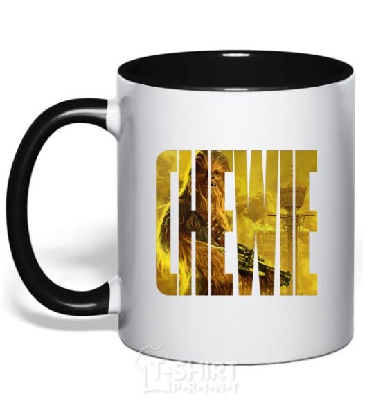 Mug with a colored handle Chewie black фото