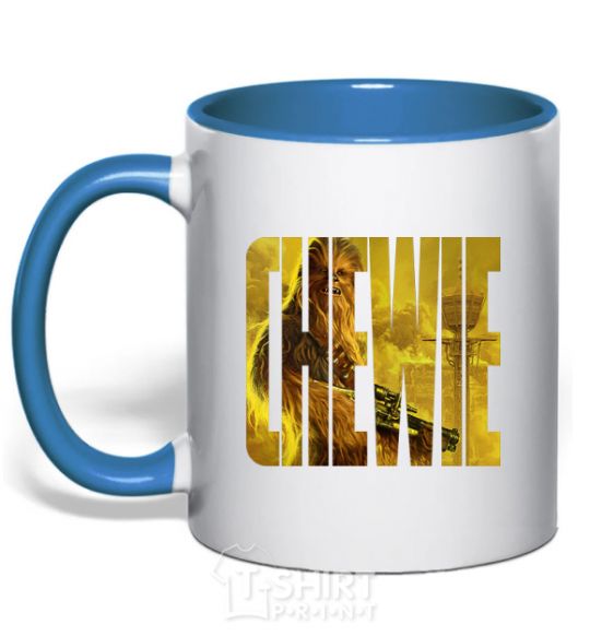 Mug with a colored handle Chewie royal-blue фото