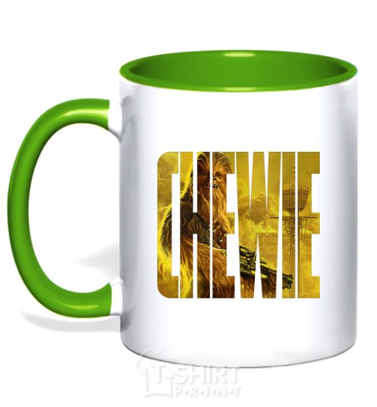 Mug with a colored handle Chewie kelly-green фото