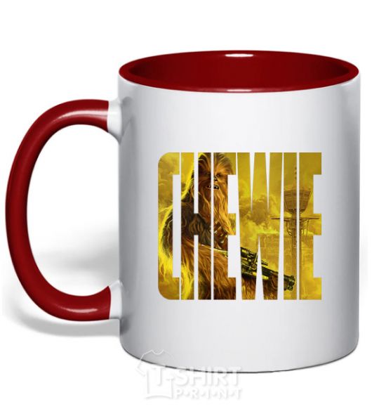 Mug with a colored handle Chewie red фото